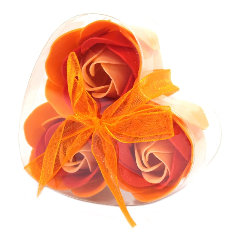 Peach Roses Soap Flower Heart Box - Gift Set for Home Decor and Bathroom Decoration