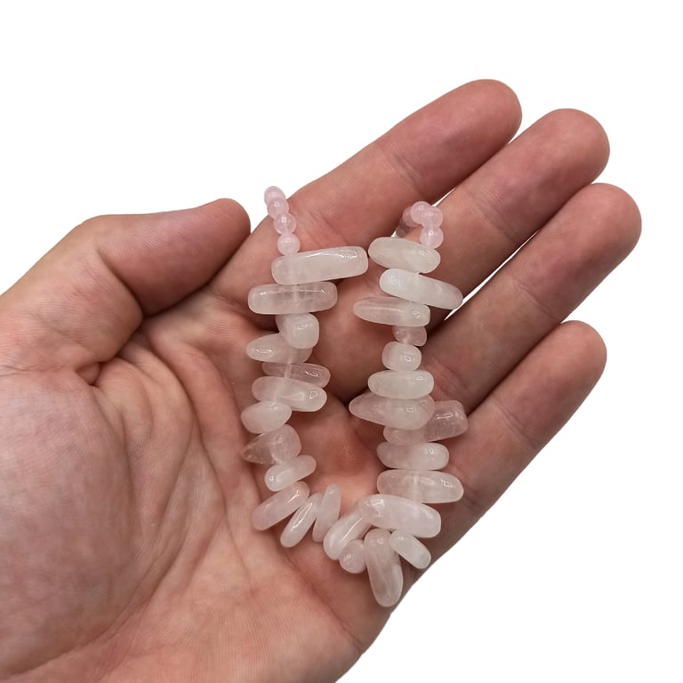 Natural Rose Quartz Longstone Gemstone Necklace - Handcrafted Jewelry Piece