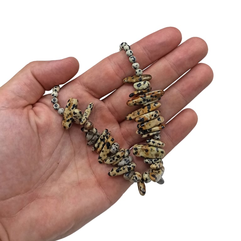 Dalmatian Stone Longstone Gemstone Pendant Necklace