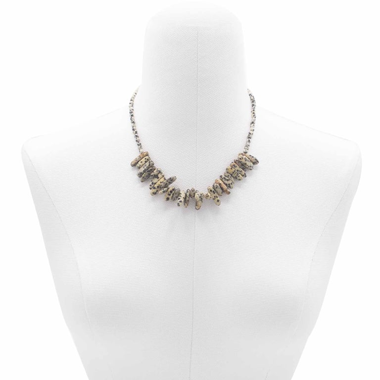 Dalmatian Stone Longstone Gemstone Pendant Necklace