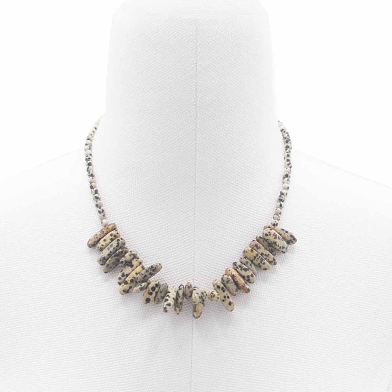 Dalmatian Stone Longstone Gemstone Pendant Necklace