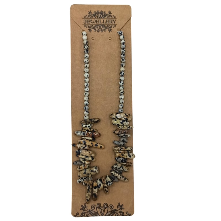 Dalmatian Stone Longstone Gemstone Pendant Necklace