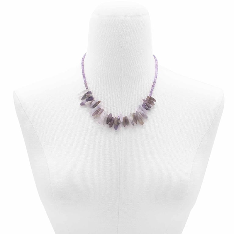 Longstone Gem Amethyst Necklace, Genuine Amethyst Pendant Jewelry