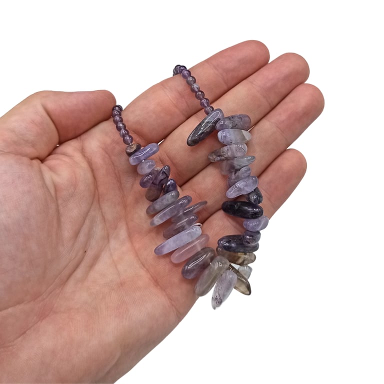 Longstone Gem Amethyst Necklace, Genuine Amethyst Pendant Jewelry