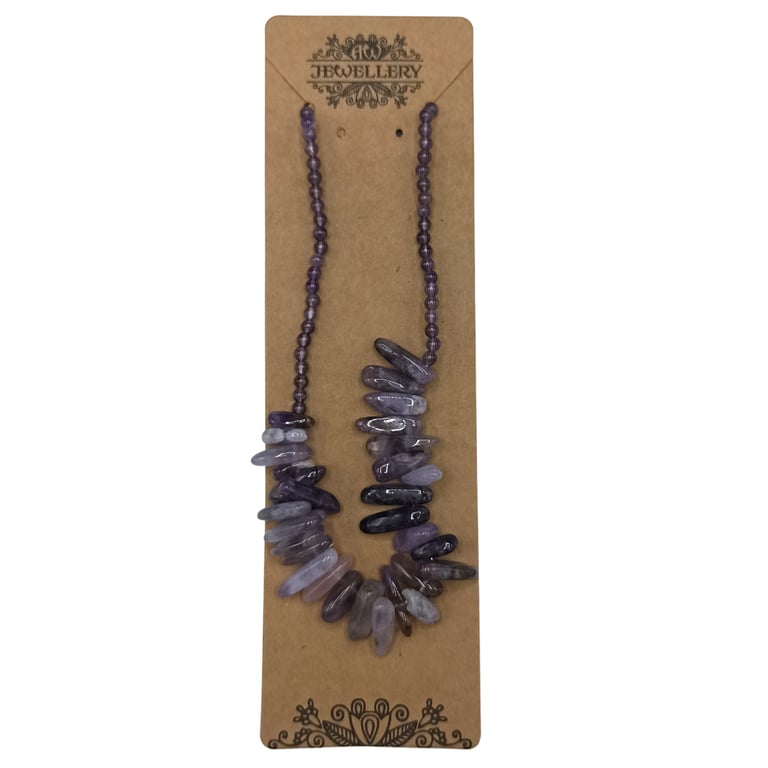 Longstone Gem Amethyst Necklace, Genuine Amethyst Pendant Jewelry