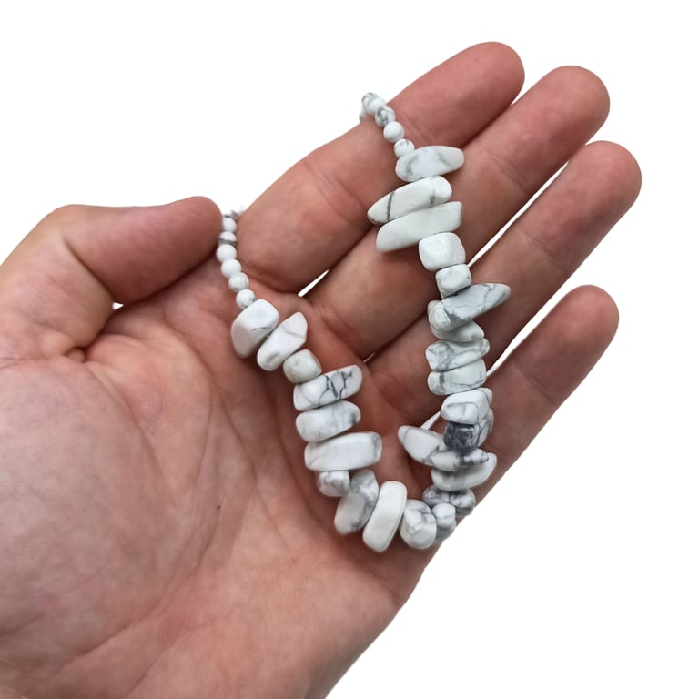 White Jasper Longstone Gemstone Pendant Necklace - Elegant Gemstone Jewelry