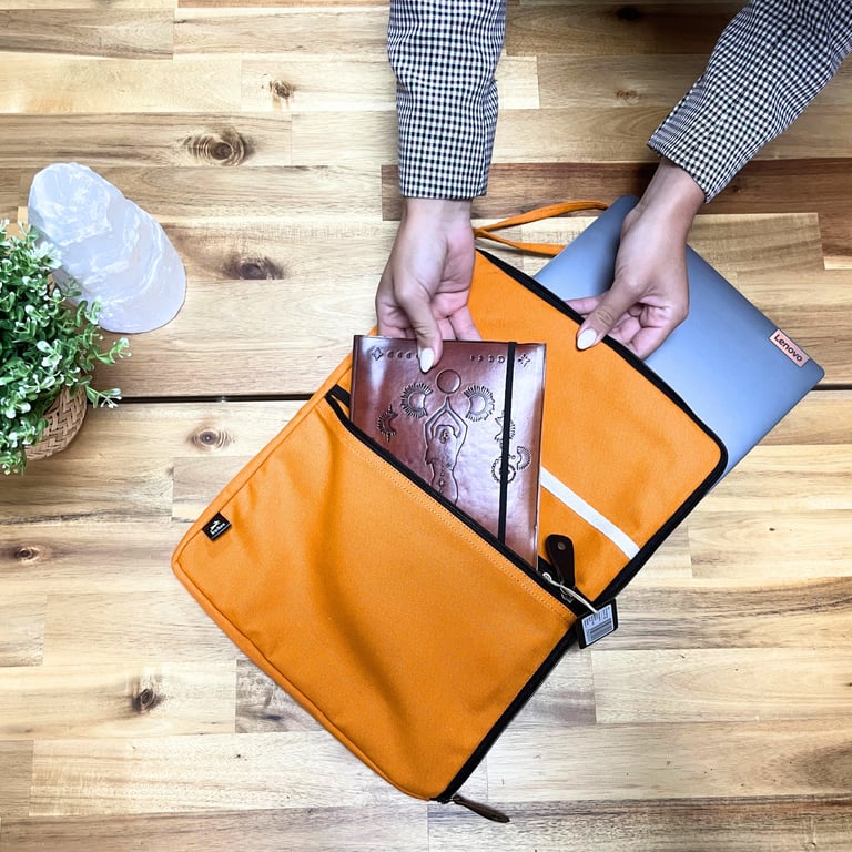Travel Laptop Pouch (Orange) - Durable Canvas Protection