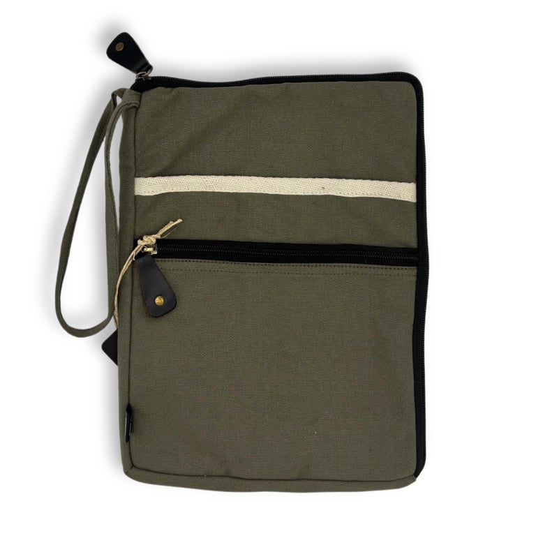 Laptop Travel Pouch (Canvas, Olive) - Durable Protection for On-the-Go Use