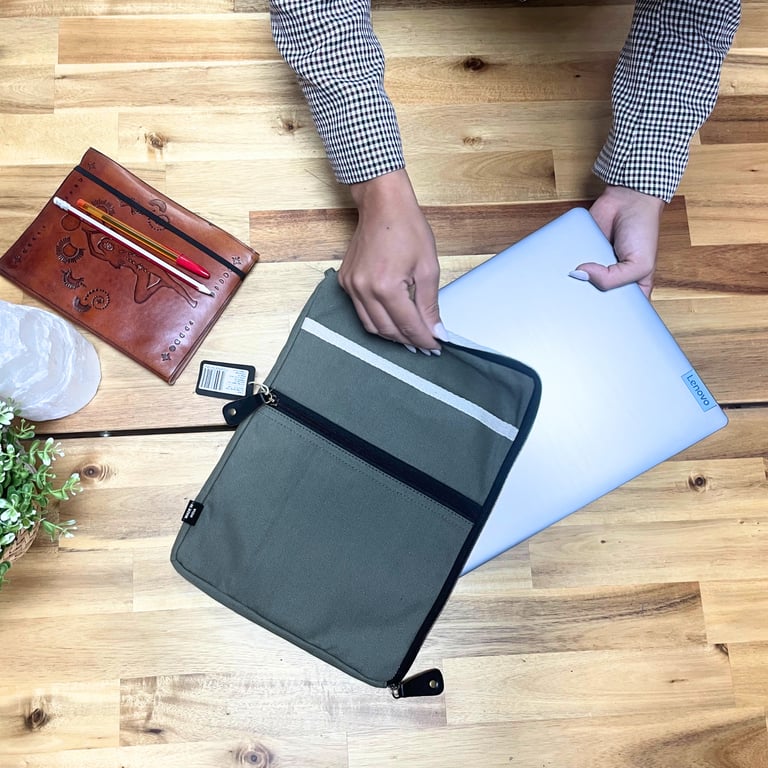 Laptop Travel Pouch (Canvas, Olive) - Durable Protection for On-the-Go Use