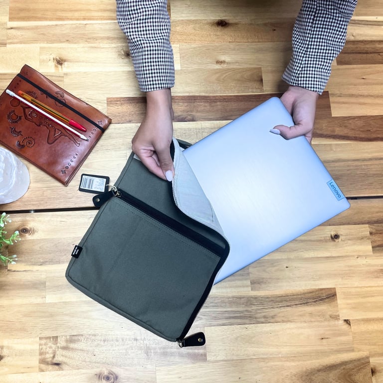 Laptop Travel Pouch (Canvas, Olive) - Durable Protection for On-the-Go Use