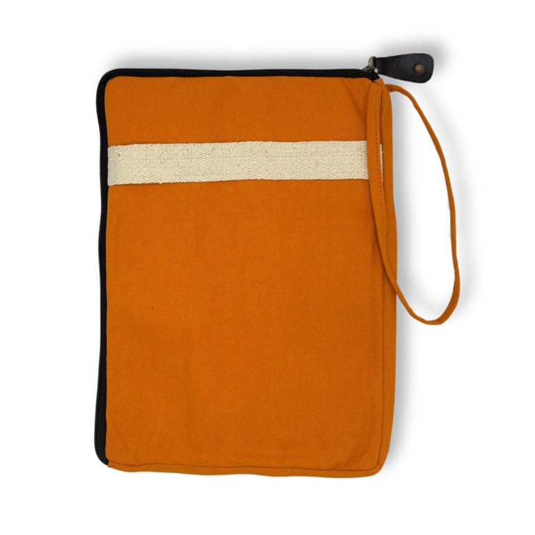 Large Orange Canvas Laptop Pouch - Durable Protection