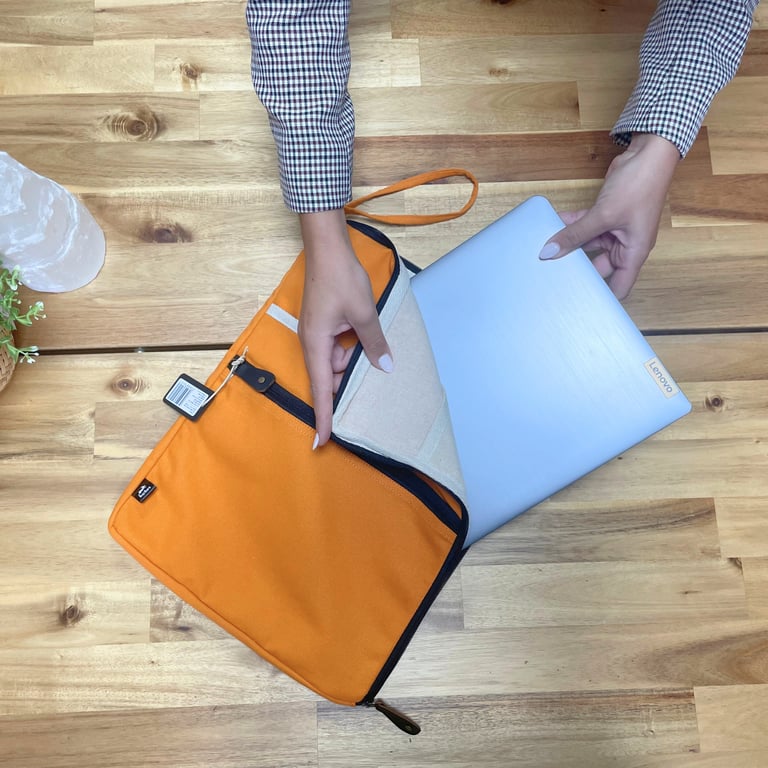 Large Orange Canvas Laptop Pouch - Durable Protection