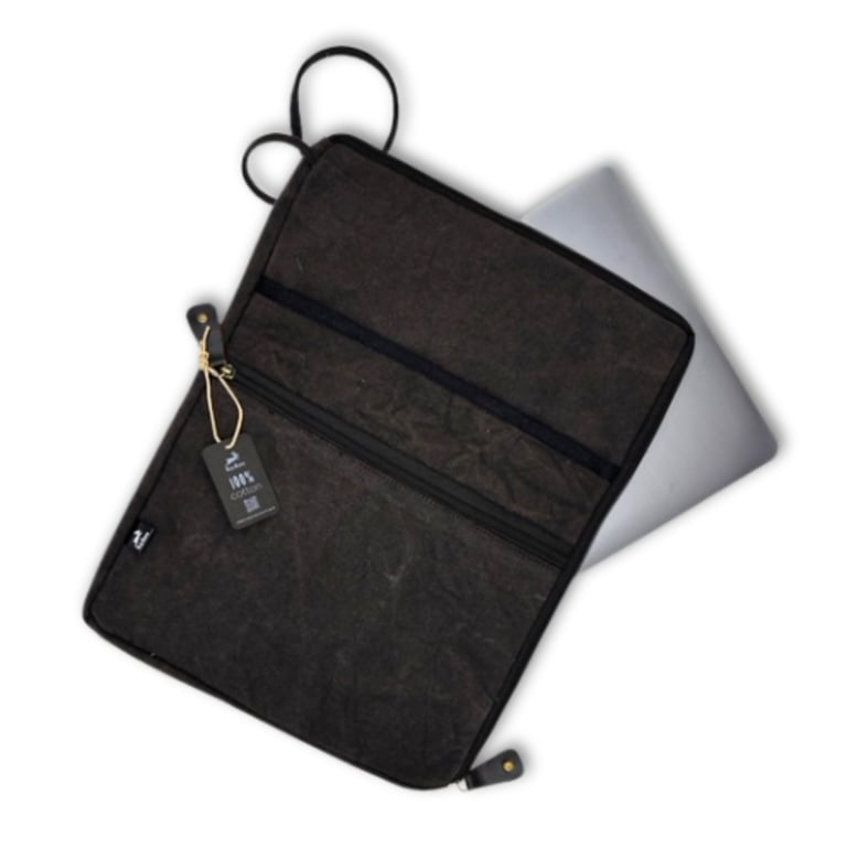 Large Stonewash Laptop Pouch - Durable Protection - Charcoal (Brand Name)