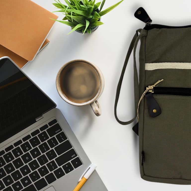 Large Olive Canvas Laptop Pouch - Durable Protection