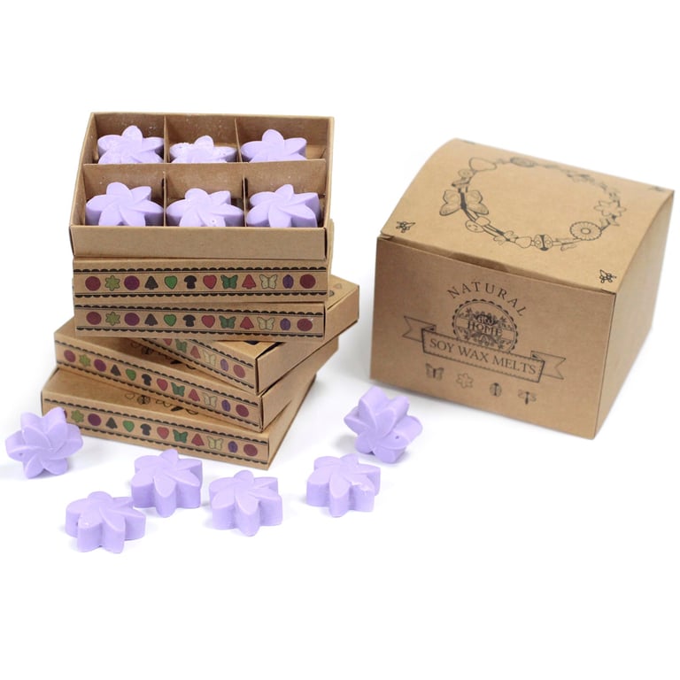 Lavender Fields Box of 6 Relaxing Wax Melts for Home Aromatherapy and Fragrance