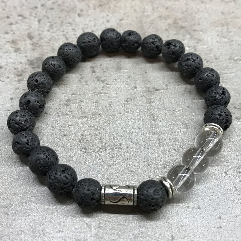 Handcrafted Lava Stone Tribal Rock Quartz Spiritual Bracelet
