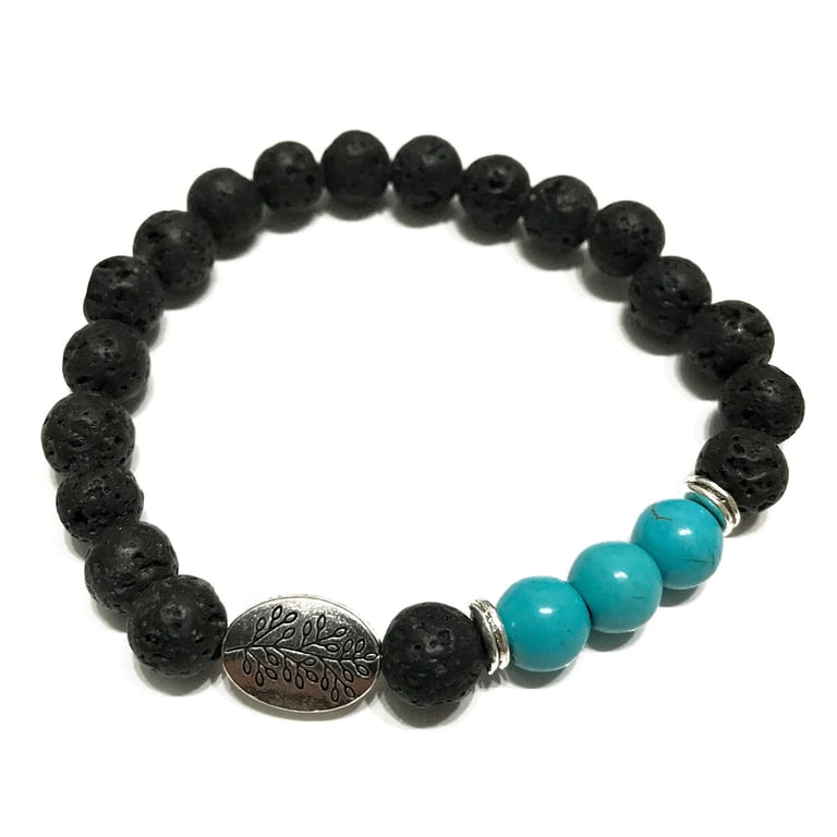 Natural Lava Stone Leaf Turquoise Handmade Fashion Bracelet