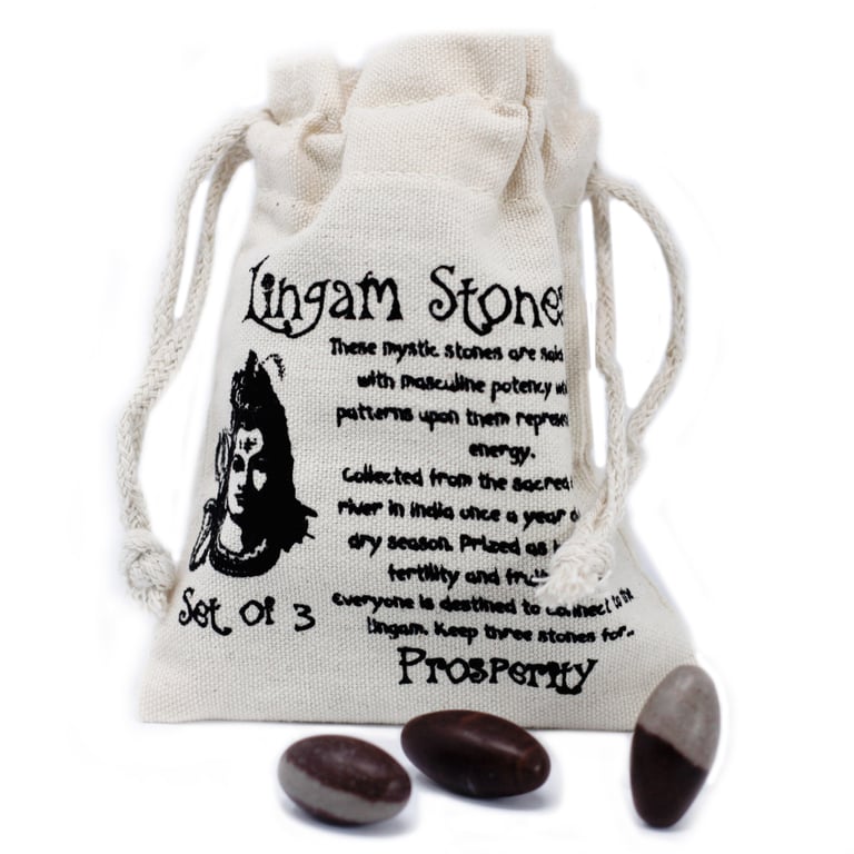 One Inch Lingam 3-Stone Yoga and Meditation Tool Set for Crystal Healing and Sacred Geometry Practice