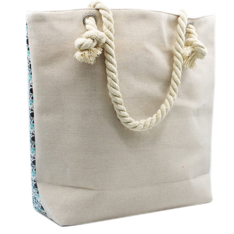 Electric Blue Rope Handle Mandela Bag - Boho Chic Handbag