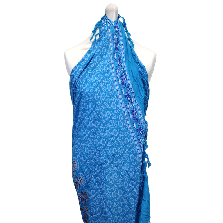 Teal Orange Mandala Printed Beach Sarongs for Women - Boho Summer Style