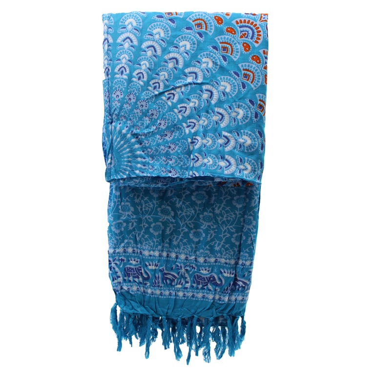Teal Orange Mandala Printed Beach Sarongs for Women - Boho Summer Style