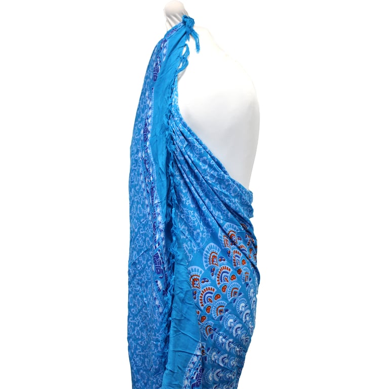 Teal Orange Mandala Printed Beach Sarongs for Women - Boho Summer Style