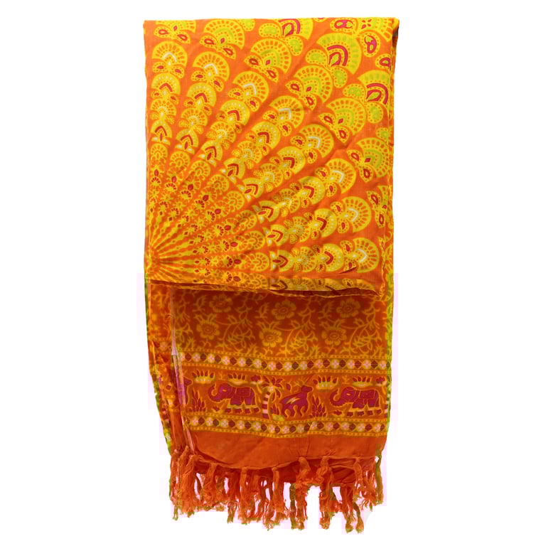 Lime Orange Mandala Print Beachwear Sarongs - Boho Tropical Summer Cover-Ups