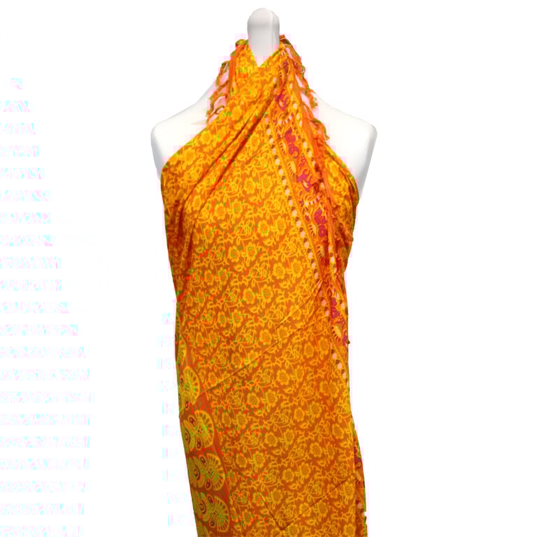 Lime Orange Mandala Print Beachwear Sarongs - Boho Tropical Summer Cover-Ups