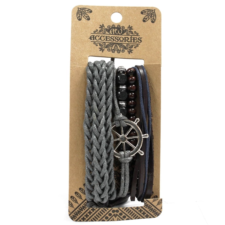 Mens Metal & Leather Bracelet Sets - Stylish Accessory Set for Men