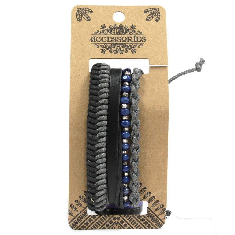 Mens Bracelet Sets - Black & Macho Assorted Jewelry Set