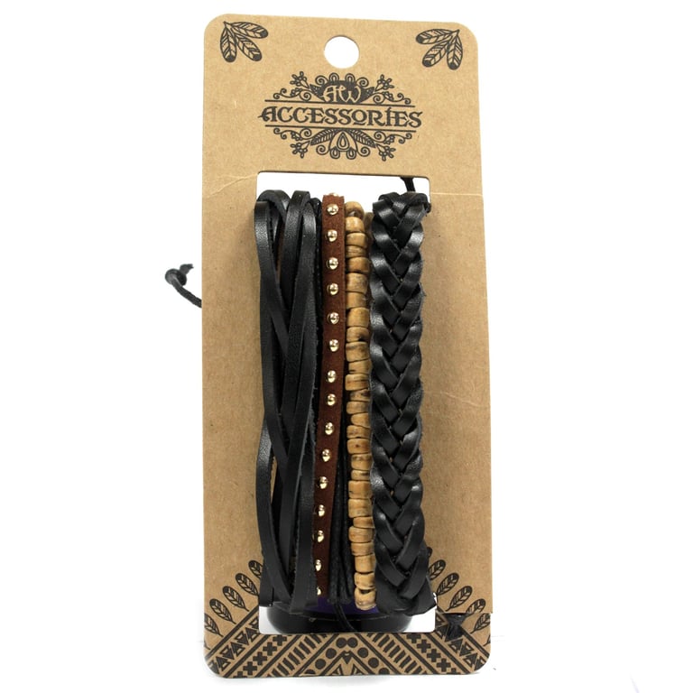 Mens Bracelet Sets - Black & Macho Assorted Jewelry Set