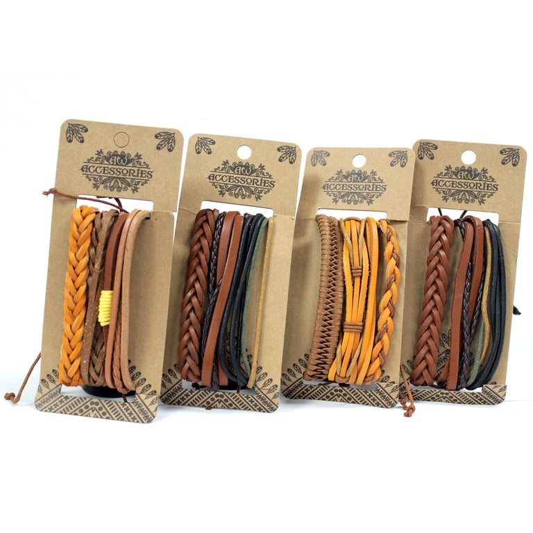 Trendy Mens Jewelry Sets - Tanned & Interesting Bracelet Assortment