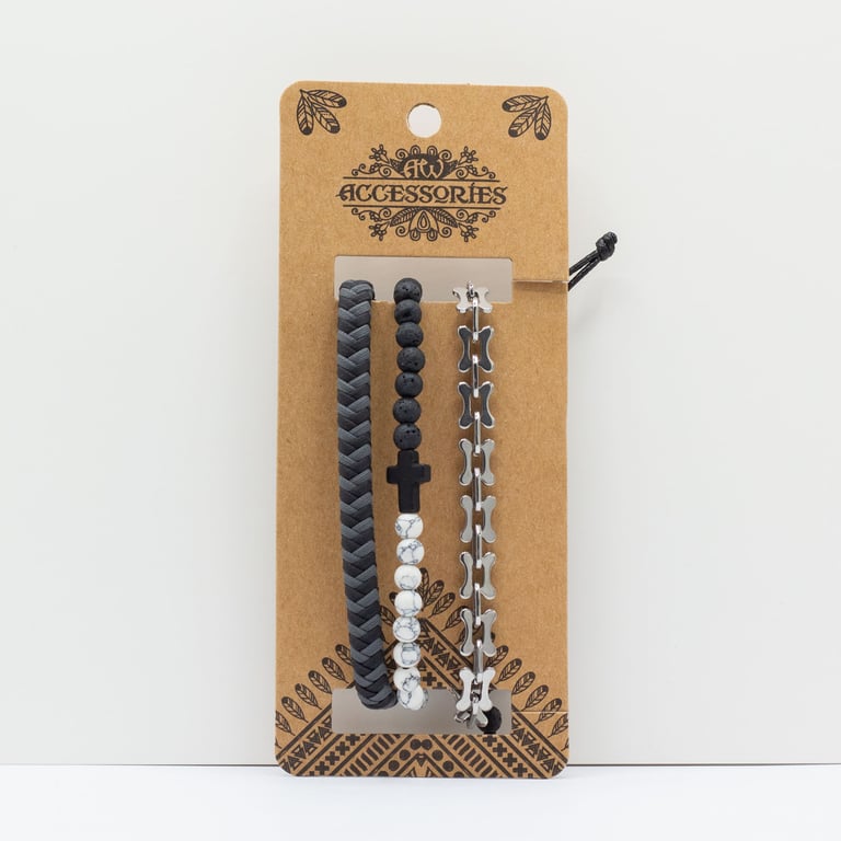 Mens Premium City Slicker Black Bracelet Sets - Luxury Fashion Accessories