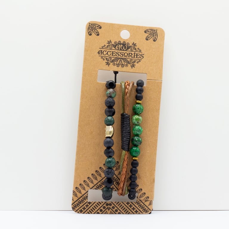 Mens Premium Bracelet Sets - Outdoor Greens Assortment, Luxury Jewelry Gift
