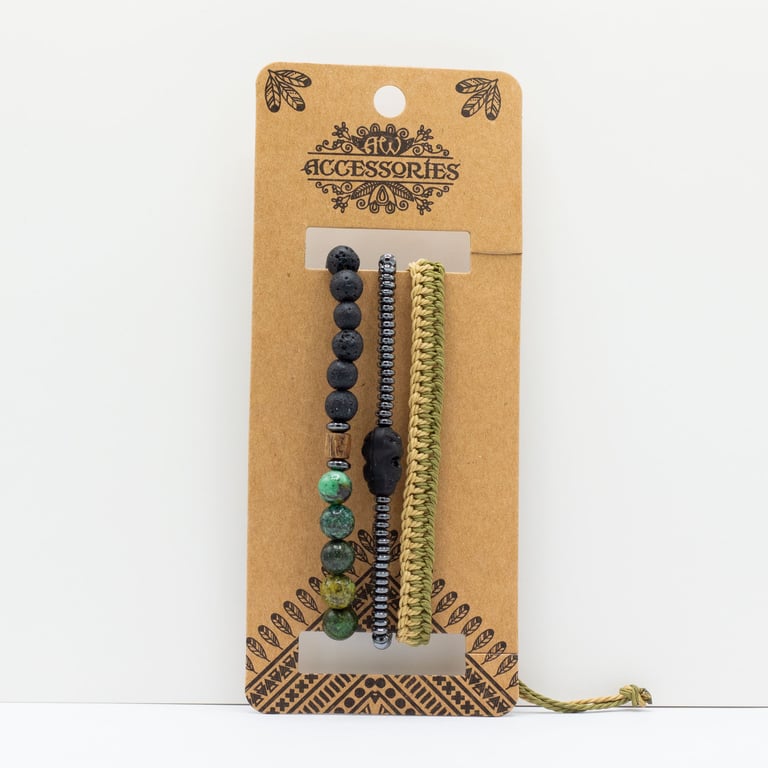 Mens Premium Bracelet Sets - Outdoor Greens Assortment, Luxury Jewelry Gift