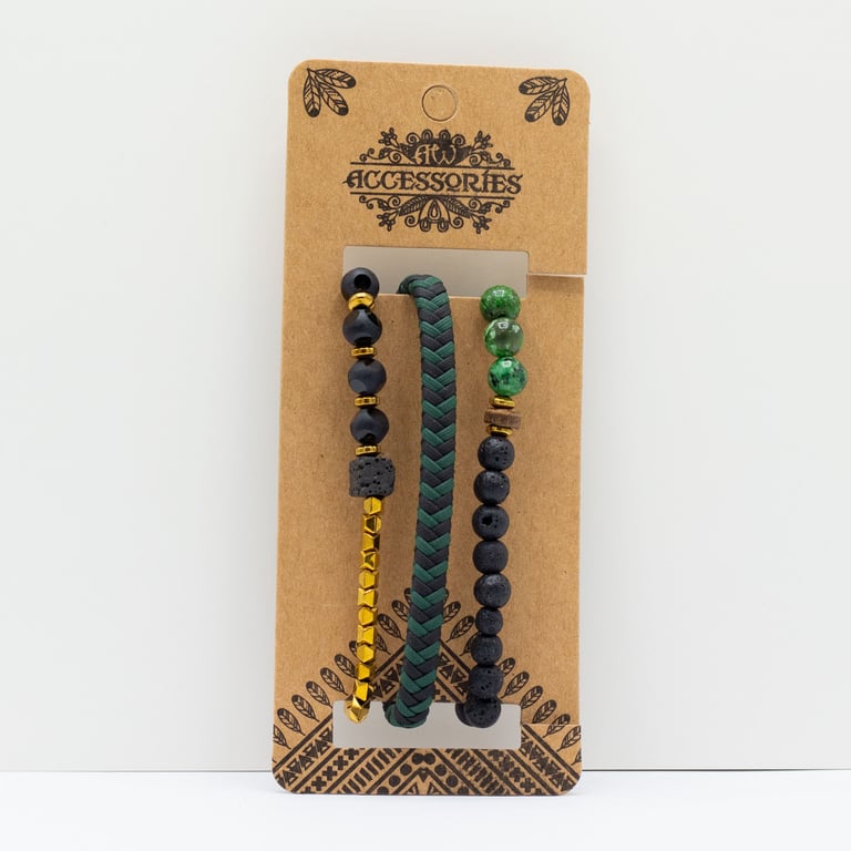 Mens Premium Bracelet Sets - Outdoor Greens Assortment, Luxury Jewelry Gift