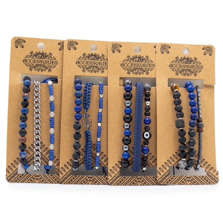 Mens Premium Med Set Blues Bracelet Sets - Assorted Fashion Accessories