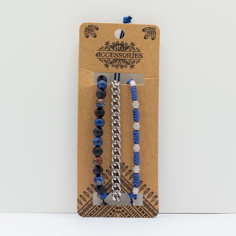 Mens Premium Med Set Blues Bracelet Sets - Assorted Fashion Accessories