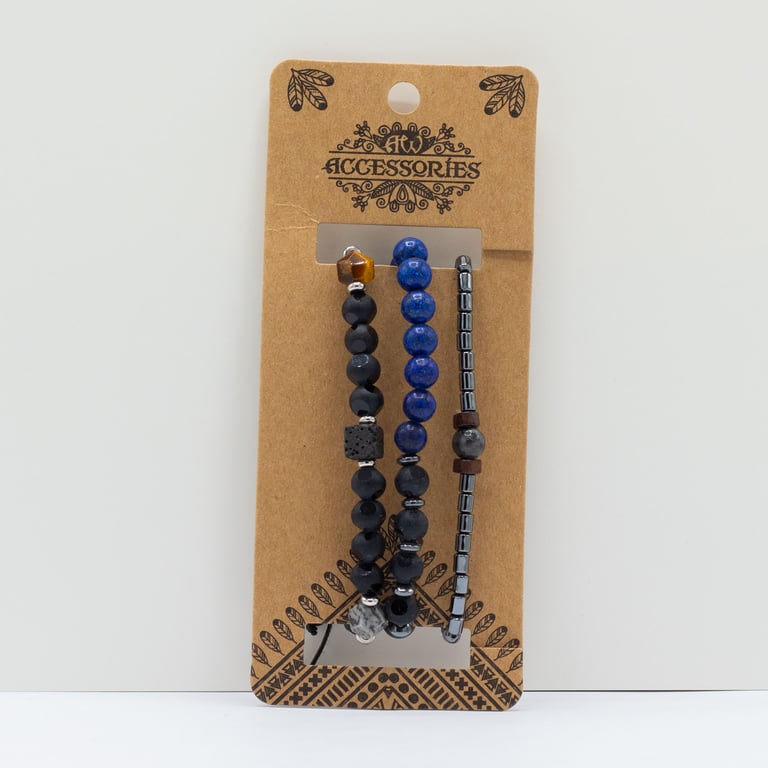 Mens Premium Med Set Blues Bracelet Sets - Assorted Fashion Accessories