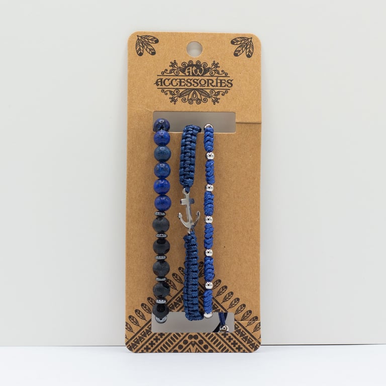 Mens Premium Med Set Blues Bracelet Sets - Assorted Fashion Accessories