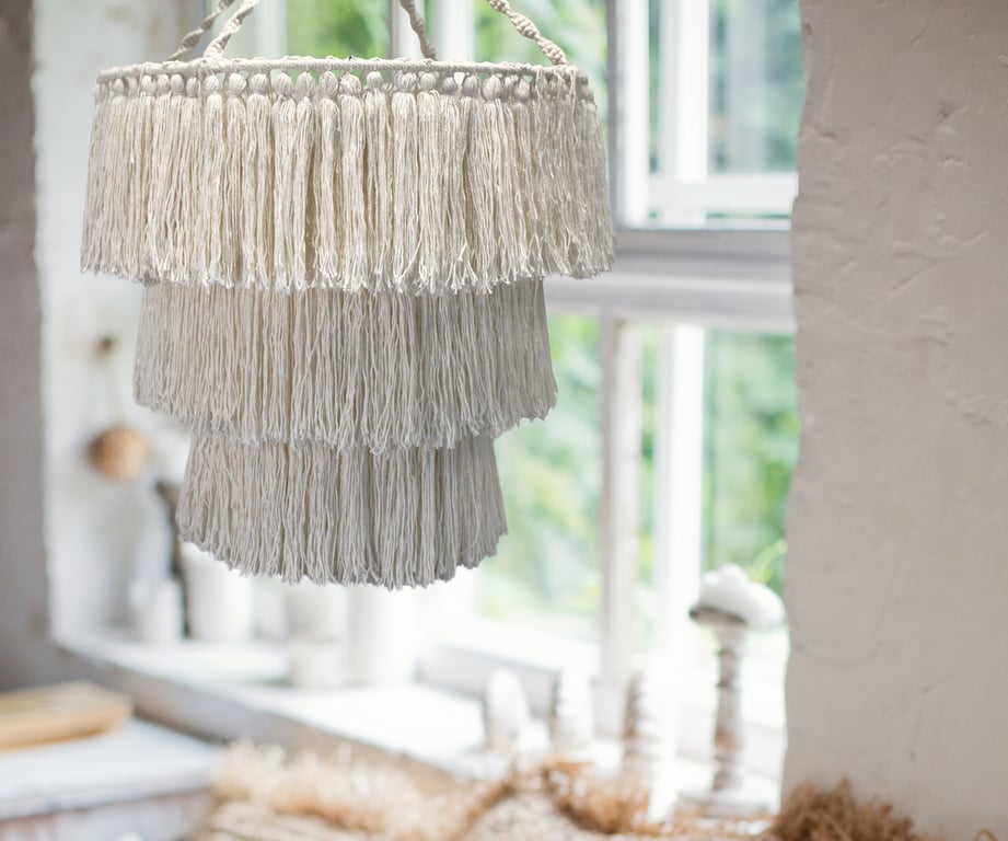 Macrame Soft Chandelier - Natural Material - Artisan Crafted