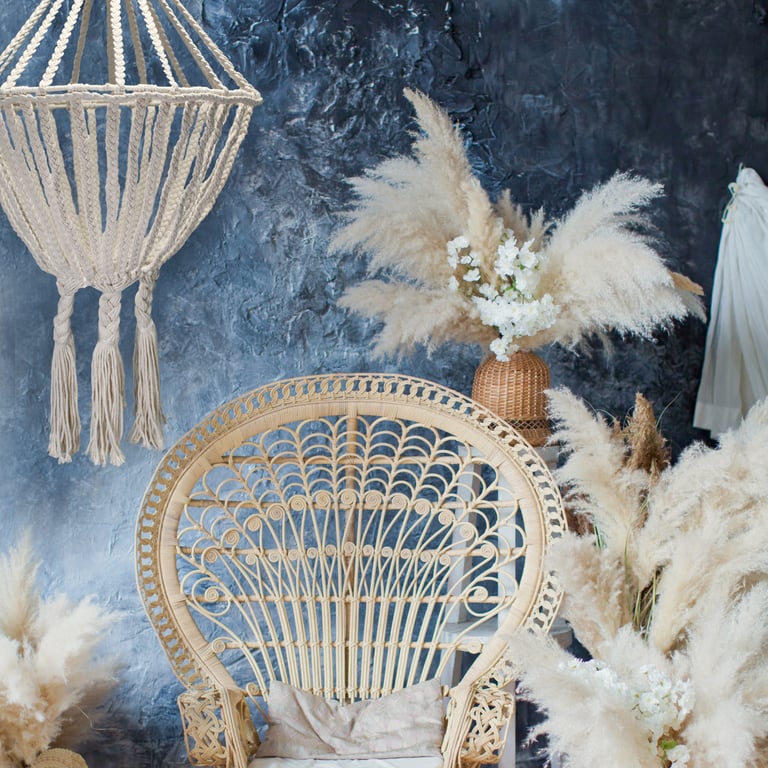 Macrame Large Drop Natural Chandelier - Handcrafted