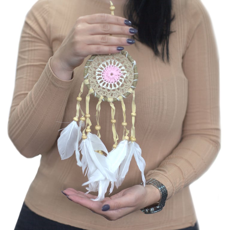 9cm Macramé Dream Catcher (Pastel Pink, Assorted Colors)