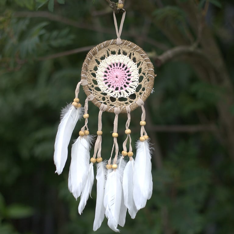 12cm Macramé Dream Catcher (Pastel Pink, Assorted Colors) - Handcrafted Home Decor