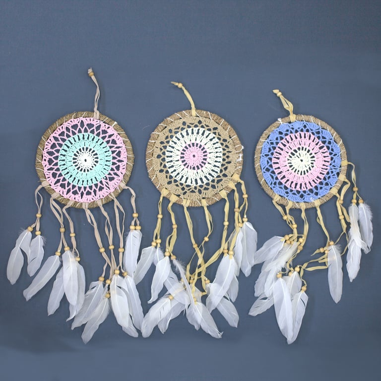 16cm Macramé Dream Catcher (Assorted Colors) - Pastel Pink Design - Premium Quality