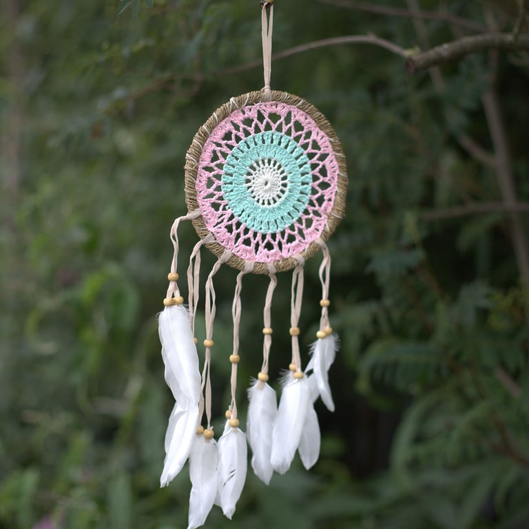 16cm Macramé Dream Catcher (Assorted Colors) - Pastel Pink Design - Premium Quality