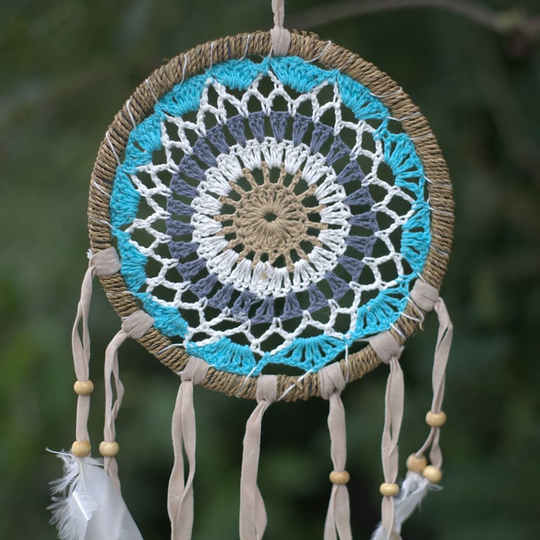 16cm Pastel Blue Macramé Dream Catcher (Assorted Colors) - Handcrafted Home Decor