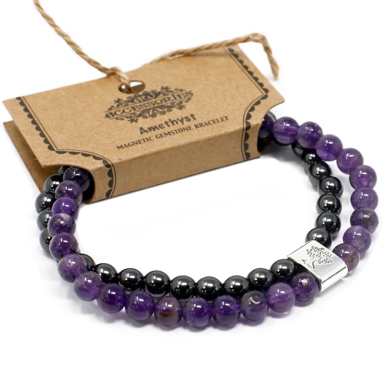 Amethyst Magnetic Gemstone Bracelet - Stronghold of Crystal Energy