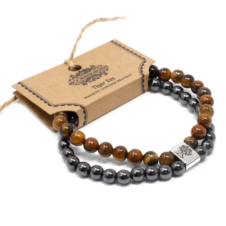 Magnetic Tiger Eye Gemstone Bracelet - Natural Energy Alignment Jewelry
