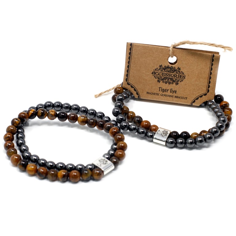 Magnetic Tiger Eye Gemstone Bracelet - Natural Energy Alignment Jewelry